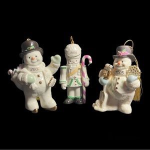 Lenox - set of three porcelain dated ornaments 2003, 2004 and 2005.